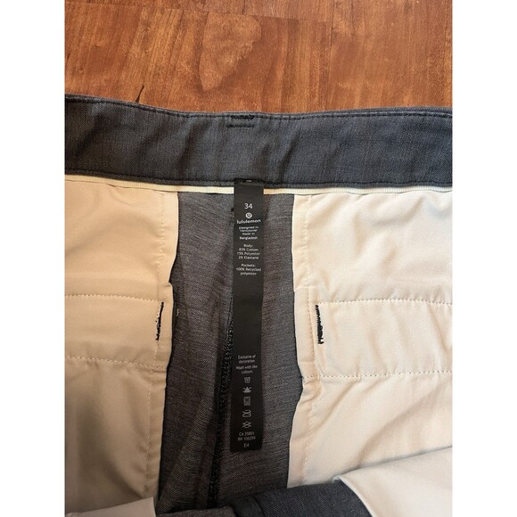 Lululemon Pants Men 34X31 ABC Slim Tech Canvas Heathered Gray 5 Pocket Chino - Picture 3 of 5